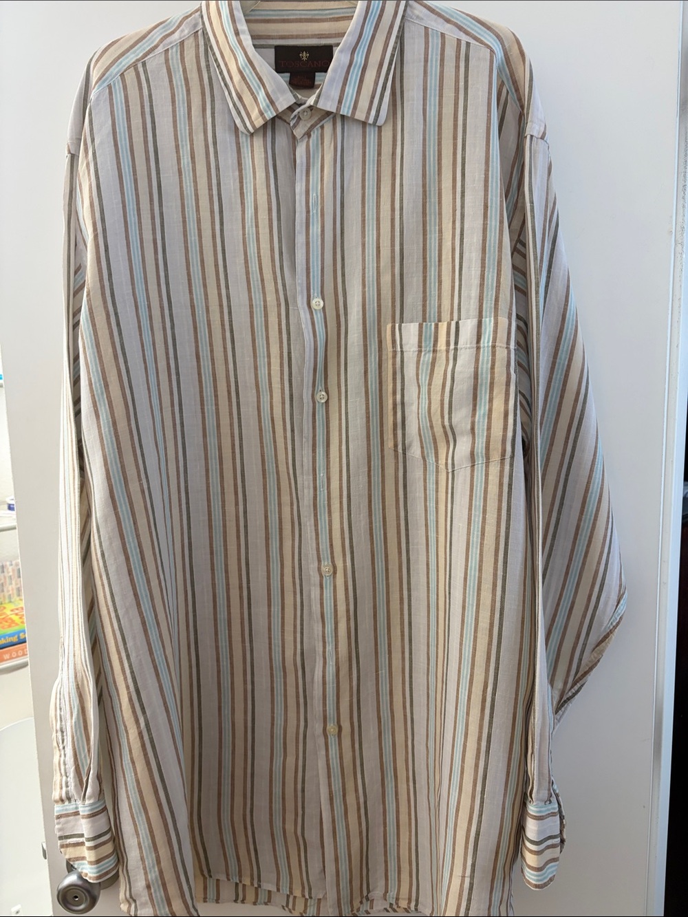 Toscano Linen Striped Button-Up Shirt